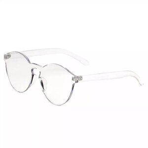 UV400 Rimless Flat Lens Sunglasses One Thick Translucent Round Lens Frame